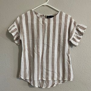 Whispers New York Striped Linen Top Size Medium